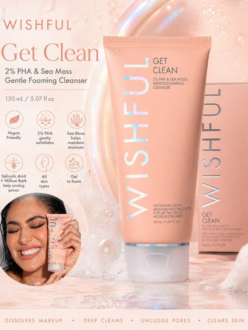 Wishful Get Clean 2% PHA & Sea Moss Gentle Foaming Cleanser